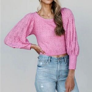 Free People Tea Time Puff Long Sleeve Top size XS